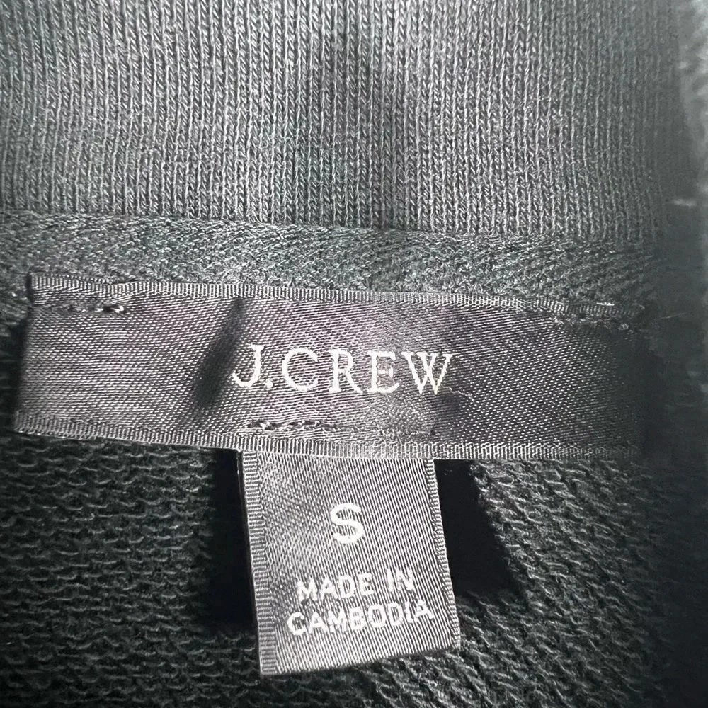 J.CREW Black University Terry Long Half Zip Pullover